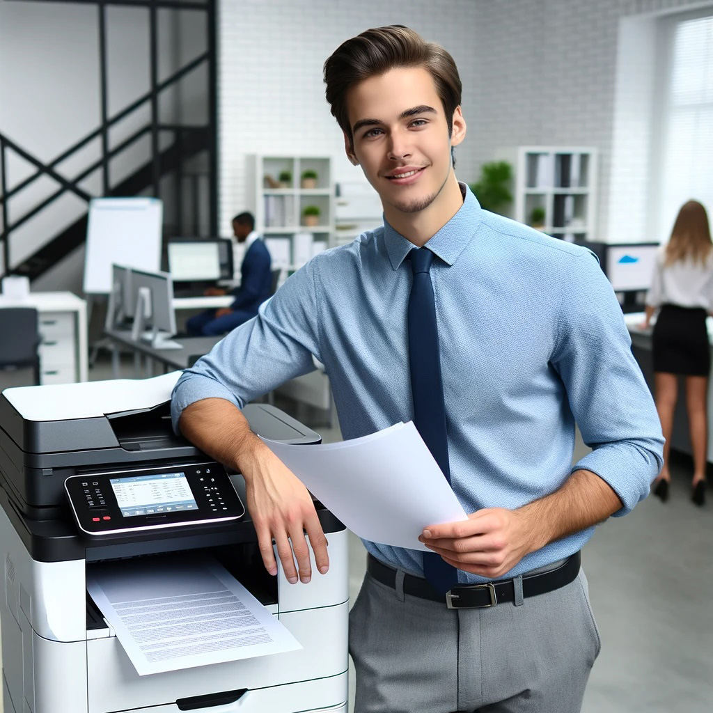Employee satisfied with the printing results