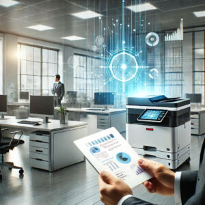 modern office environment with a multifunction printer