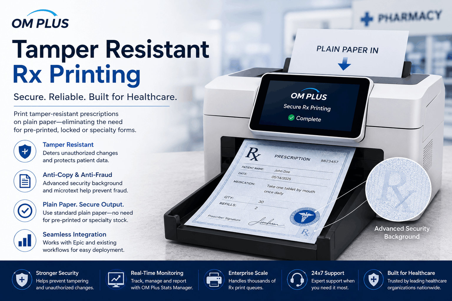 Large Multi-State Healthcare Provider Expands OM Plus Prescription Printing Environment
